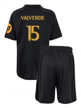 Real Madrid Federico Valverde #15 Ausweichtrikot für Kinder 2023-24 Kurzarm (+ Kurze Hosen)